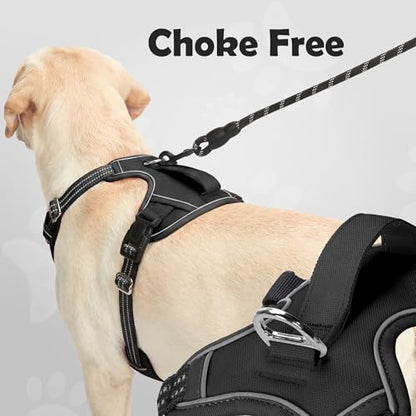 Funfox Dog Harness Medium Sized Dog, Vertical Handle Easy Control, No Pull Pet Vest Adjustable with 2 Leash Clips, Soft Material, Reflective Safe Night Walking for Small Medium Large Breed, Black, M - color: Black, size: Medium