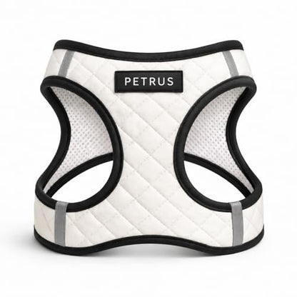 Step in Dog Cat Harness Choke Free Escape Proof Pet Vest Quilted Vegan Leather Breathable Mesh Reflective Padded for Small Medium Dogs (White, XL) - color: White, size: XL: Neck=14-18'', Chest:21-23''