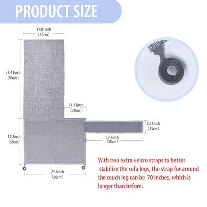 Cat Scratch Couch Protector with Natural Sisal for Protecting Couch Sofa Chair Furniture 23.6" L*19.7" W(Smoke Gray, Right Hand) - color: Smoke Gray