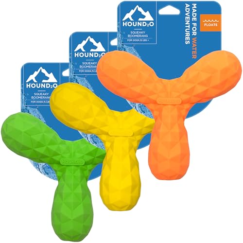 Dog Toys | Squeaky Boomerang Floating Outdoor Toy for Dogs, Value 3-Pack | Bright Color Dog Fetch Toys with Squeaker