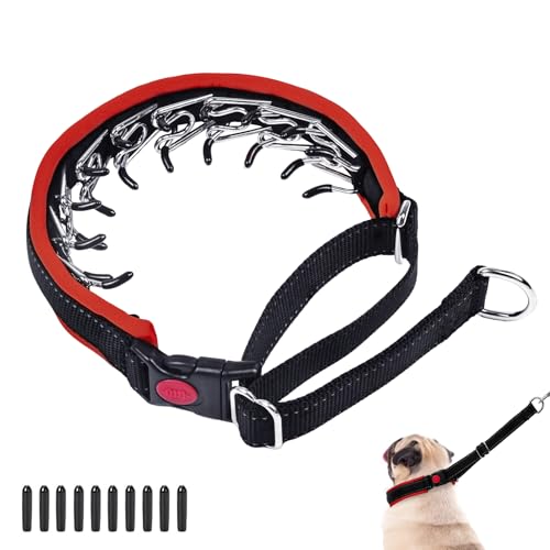 Martingale No Pull Dog Collar, Heavy Duty Nylon With Buckle, Adjustable Anti Pull Reflective Slip for Large Medium Small Dog Training Walking S Red - color: Black Red, size: S (11"-15" Neck, 1" Wide)