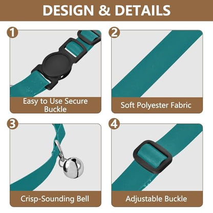 Small Dog Collar 2 Pack Collar for Kitten Adjustable Length 10.6" to 17.1" - color: Teal Blue