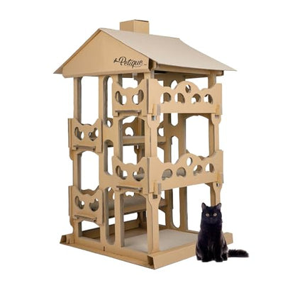 Petique Feline Chateau Cat House, Kraft, One Size (CH03010200) - style: Feline Chateau