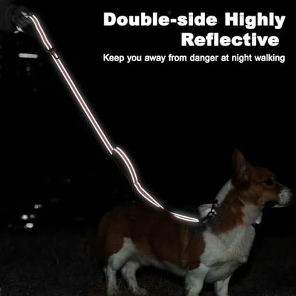 6 Foot Red Dog Leashes for Large Medium and Small Breed Dogs That Pull,Reflective Nylon Heavy Duty Dog Leash with 2 Comfortable Padded Traffic Handles and Car Seat Belt for Walking and Training - color: Fiery red