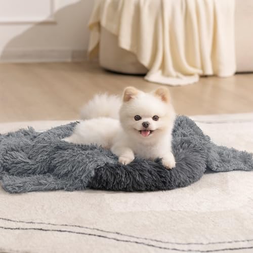 gogobunny Waterproof Dog Blanket for Couch & Furniture Protection - Super Soft Reversible Throw for Large Dogs & Cats, Calming Washable Fur & Sherpa Pet Blanket (25x35 Inch, Light Grey) - color: Light Grey, size: 25x35 Inch (Pack of 1)