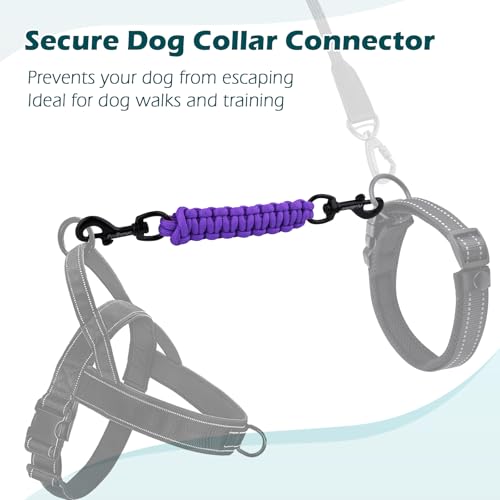Dog Collar Safety Clip, Handmade Backup Safety Strap for Dog Harness, Prong, Pinch Collar, Double Ended Clasp Leash Connector (Purple) - color: Purple