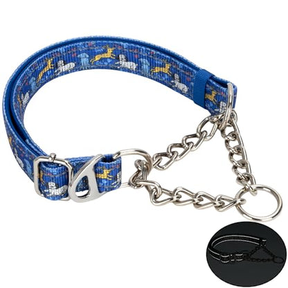Reflective Martingale Dog Collar - Cartoon Pattern Adjustable No-Pull Training Collar with Safe Choke Chain Design for Medium, Large & XL Dogs(Cartoon L) - color: 11, size: L(Neck15"-22")