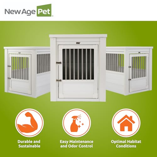 New Age Pet ecoFLEX Pet Crate/End Table, Antique White, Large - color: Antique White, size: 35.4"L x 24.0"W x 28.0"H