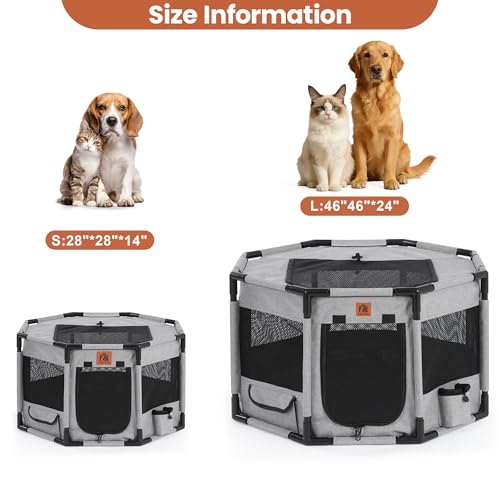 Enclosed Playpen, Portable Cat & Puppy Kennel with Sturdy PVC Pipe Frame and Scratch-Resistant Fabric, Soft Dog Playpen for Indoor & Outdoor Use (Large Size, 45x45x24 Inches) - size: Large