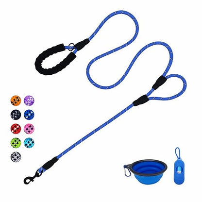 Dog Leash Heavy Duty 6ft, Double Handle Dog Leash with Padded Handle for Traffic Control, Reflective Rope Leashes for Large and Medium Dogs Control Safety Training at Night (Navy Blue) - color: Navy Blue (25 to 120 lbs)
