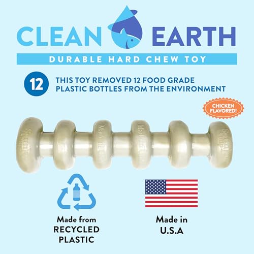 Spunky Pup Clean Earth Recycled Stick | Made in USA | Made from 100% Recycled Water Bottles, Gray - style: Stick