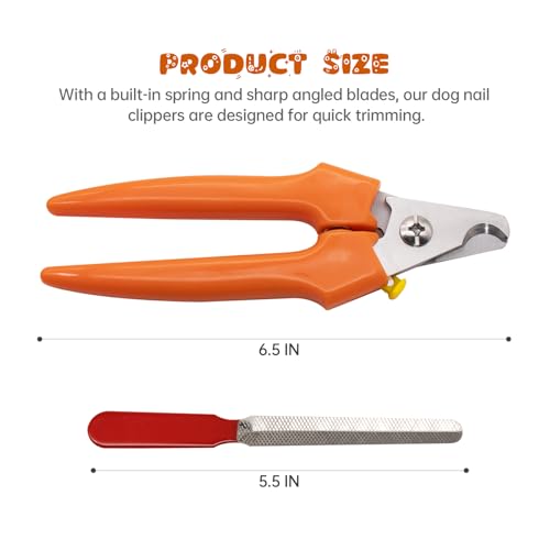 Qmagic Dog Nail Clipper, Professional Cat Nail Clipper with Safety Guard and Nail File Pet Clippers for Thick Nails, Dog Toenail Clippers for Large Dogs