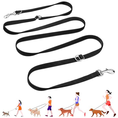 Hands Free Dog Leash, Heavy Duty Waist Leash for Dog Walking Running, Adjustable Multi-Function 9.8FT Long Dog Lead No Pull for Dogs, Professional Tangle Free Dog Training Lead - color: Adjustable-Black