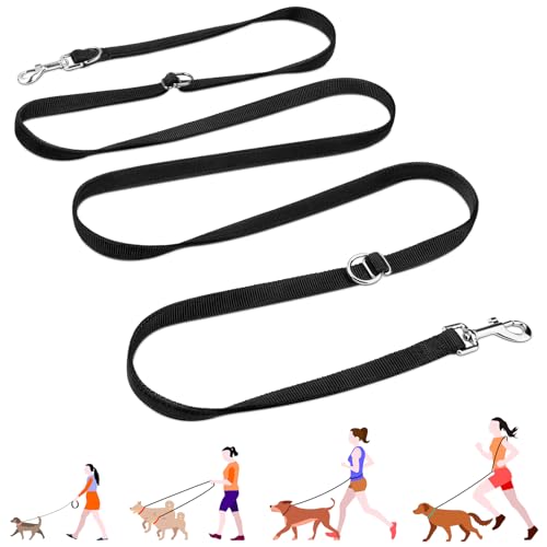 Hands Free Dog Leash, Heavy Duty Waist Leash for Dog Walking Running, Adjustable Multi-Function 9.8FT Long Dog Lead No Pull for Dogs, Professional Tangle Free Dog Training Lead - color: Adjustable-Black