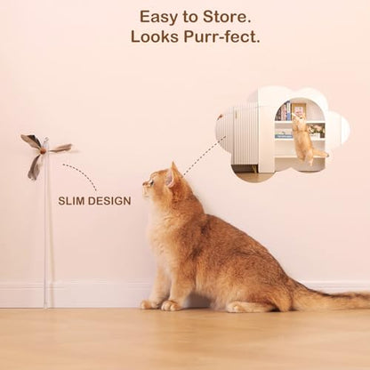 Retractable Cat Wand Toy with Spinning Natural Feather – Interactive Cat Teaser Wand for Indoor Cats, Adjustable Lightweight Cat Toy Wand with 4 Feather Refills - No String Version - color: No String Version