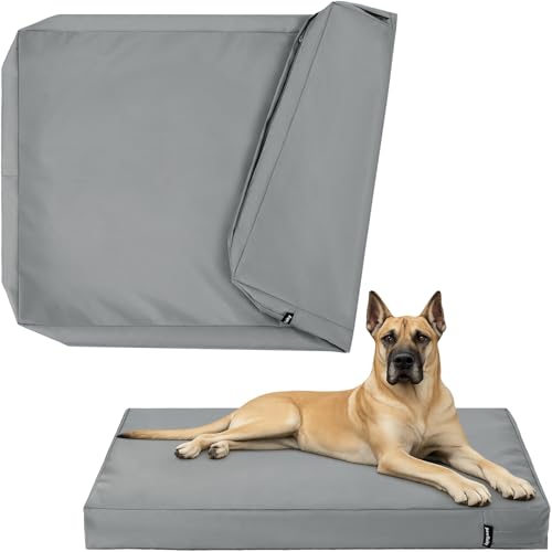 Waterproof Dog Bed Cover Replacement Washable, Extra Large, XXL, Easy to Clean, Pet Hair Resistant, Heavy Duty Oxford, Zipper Closure, Indoor/Outdoor, Fits 54 Inch Dog Crate - 53x36x4, Grey - color: Grey, size: 53"L x 36"W x 4"Th