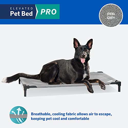 COOLAROO Cooling Elevated Dog Bed PRO Standard, Fits in 48in Crate, Easy Assembly Frame, Steel Grey. - color: Steel Grey, size: Standard
