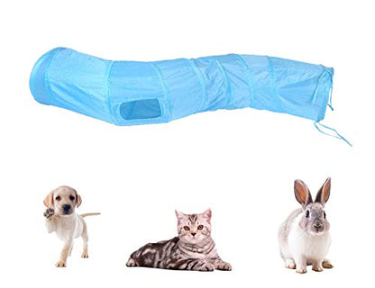 iCAGY Cat Tunnel for Indoor Cats Interactive, Rabbit Tunnel Toys, Pet Toys Play Tunnels for Cats Kittens Rabbits Puppies Crinkle Pop Up Blue 47" Shape S - color: Blue