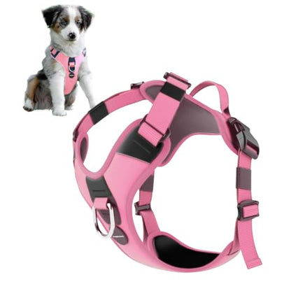 No Pull Dog Harness - Durable Polyester Puppy Harness with Front Anti-Pull Loop, Reflective Strips, and Quick-Release Clips for Small, Medium, and Large Dogs (Light Pink, Small) - color: Light Pink, size: Small
