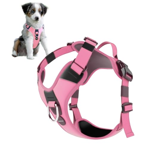 No Pull Dog Harness - Durable Polyester Puppy Harness with Front Anti-Pull Loop, Reflective Strips, and Quick-Release Clips for Small, Medium, and Large Dogs (Light Pink, Small) - color: Light Pink, size: Small