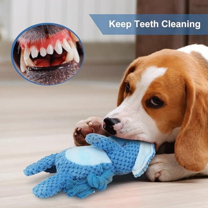 Dog Toys, Dog Squeaker Toys with Crinkle Paper, Stuffed Animal Dog Plush Chewing Toy, Cotton Rope Interactive Toys for Puppy, Small, Middle Dogs (Blue Elephant) - color: Blue