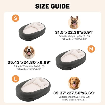 Medium Dog Bed with Bolster, Medium Dog Bed for Medium Dogs, Dog Bed Washable with High-Density Foam Base, Washable Zippered Cover, Non-Slip Bottom, M - size: 35.4"L x 24.8"W x 6.7"Th