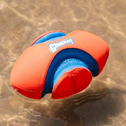 Chuckit! Fumble Fetch Dog Football - Outdoor and Indoor Interactive Dog Toy with Grooved Design for Easy Pickup - Made from Durable Rubber - Floats in Water - Small - Orange and Blue - size: Small, style: Orange/Blue