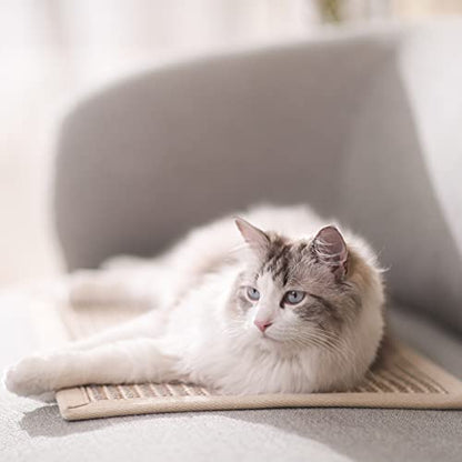 FUKUMARU Cat Scratcher Mat, 23.6 X 15.7 Inch Natural Sisal Cat Scratch Mats, Horizontal Cat Floor Scratching Pad Rug, Protect Carpets and Sofas (Cream - Thicken) - color: Cream-Thicken 23.6 x 15.7 Inch