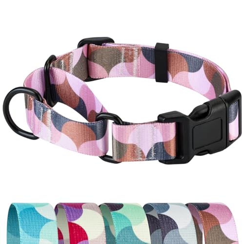 Martingale Collar for Dogs, Heavy Duty Escape Proof for Safety, Quick Release Buckle Adjustable Soft Nylon Dog Martingale Collars for Training & Daily Walking - color: pink, size: S-width: 0.8",suitable for neck 11"-14"