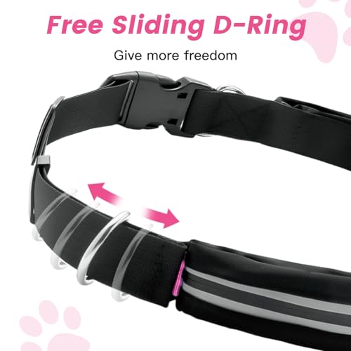 Waist Leash for Medium Large Dog Walking, Bungee Hands Free Leash with Zipper Pouch, Around The Waist No Pull Running Dog Belt, Padded Handle Jogging No Hands Heavy Duty - color: Rose