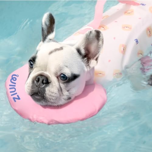 Dog Life Jacket - Pet Safety Vest with Removable Front Float & Rescue Handle - Adjustable High Buoyancy Aid Pet Supplies for Boating, Surfing, Swimming (Pink, Medium) - color: Pink