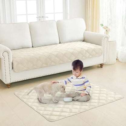 Smiry Waterproof Dog Bed Cover Blanket 30x53, Soft Reversible Pet Blanket, Washable Leakproof Cats Dogs Couch Cover for Sofa, Couch, Furniture, Beige/Beige - color: Beige/Beige, size: 30x53 Inch