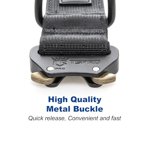 TSPRO Premium Dog Collars Tactical Dog Collar with Patch and Heavy Duty Quick-Release Metal Buckle Durable Thick and Adjustable for Medium to Large Dogs (Black L) - color: Basic Black, size: Patch-Equipped L (18.5"-25" Adjustable)