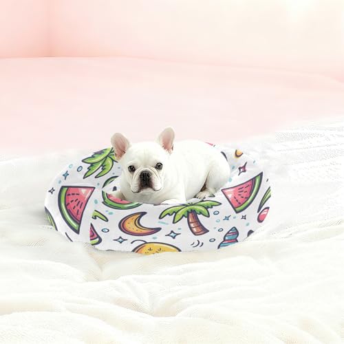Summer Elements Dog & Cat Bed with Non-Slip Bottom - Washable Round Fluffy Calming Pet Bed, Anti-Anxiety Cozy Bed for Small Medium Indoor Puppy Kitten Pets(22 Inch)| Easy to Clean - size: M (22”)