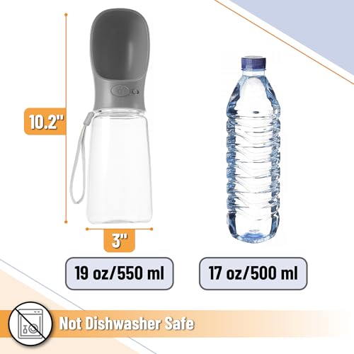Mr. Pen- Portable Dog Water Bottle, 19 oz, Large, Leak Proof Puppy Water Dispenser with Drinking Feeder for Pets, Outdoor Walking, Hiking, Travel, Not Dishwasher Safe - color: Gray