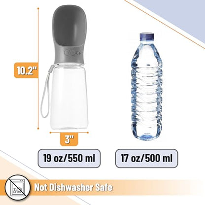 Mr. Pen- Portable Dog Water Bottle, 19 oz, Large, Leak Proof Puppy Water Dispenser with Drinking Feeder for Pets, Outdoor Walking, Hiking, Travel, Not Dishwasher Safe - color: Gray
