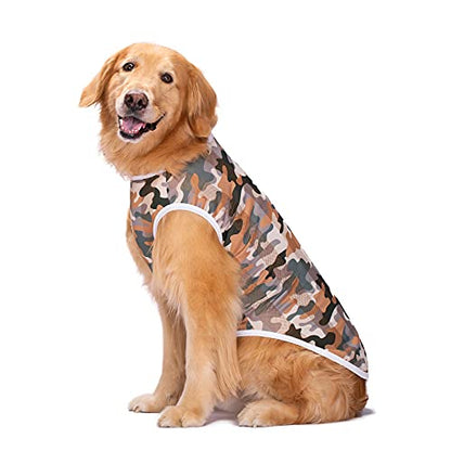 HDKUW Pet Clothes,Dog Summer T-Shirt Cool Breathable Sunscreen Dog Vest Clothes Outfit Costume for Medium Large Dogs Camouflage 4XL - color: Camouflage, size: 4XL
