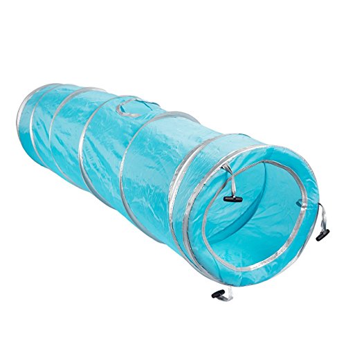 2 Way Cat Tunnel Pet Play Tube - Collapsible Tunnel for Small Pet/Cat/Kitty/Doggy/Rabbit (Blue)