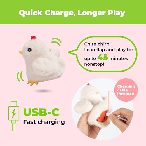 Catify Best Pet Supplies Flapping Duckling, Chick & Bird Cat Toy - Motion-Activated Wings, Realistic Chirps, Catnip-Infused Plush, USB-Rechargeable, Indoor Cats & Kittens, Self-Play Enrichment - Beige - color: Flapping Chick Beige