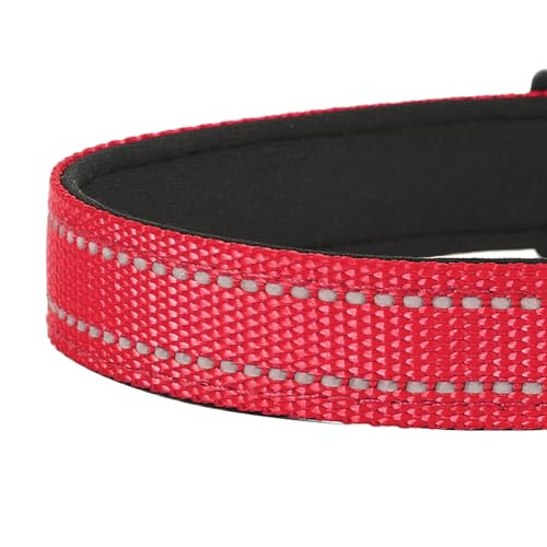 Reflective Dog Collar, Adjustable Soft Neoprene Padded Nylon Pet Collars with Buckle for Puppy and Small Dogs, Cats, Red,XS - color: Red, size: X-Small