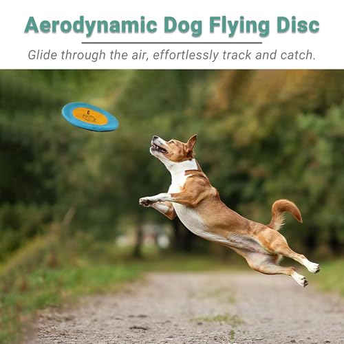Bifeaw 3 Packs Nylon Interactive Dog Flying Disc - Floating Dog Toys for Aggressive chewers - Water Toys for Dogs (Blue and Yellow) - color: Blue and Yellow