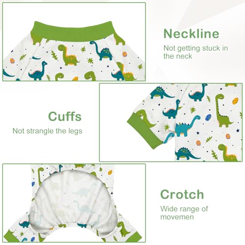 Dog Pajamas for Small Medium Dogs Recovery Suit Dog Pjs Dog Onesie Cute Soft Breathable Puppy Pajamas Pet Spring Summer Stretchy Pjs for Boy Girl - Green Dinosaurs