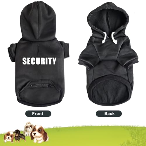 Dog Hoodie Security Glow-in-The-Dark Dog Sweater Sweatshirt Hooded Soft Brushed Fleece Clothes with Dual Pocket Zip Puppy Hoodie for Small Medium Large Dogs Black S - color: Black, size: Small