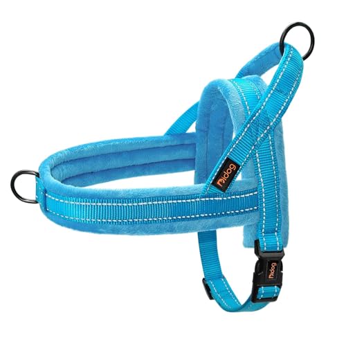 Didog Soft Flannel Padded Dog Vest Harness, No Pull/Quick Fit Reflective Dog Strap Harness, Easy for Training Walking (S:Chest 18-22", Blue) - color: Blue, size: S:chest 18-22"