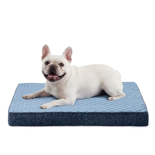 JOEJOY Orthopedic Dog Bed for Small Dogs, Washable Dog Crate Bed Small Sized with Removable Cover, Egg Memory Foam Pet Beds, Blue, 23"x17" - color: Blue, size: S(23"x17")