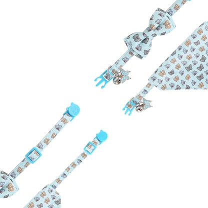 Cat Collar Breakaway with Cute Bow Tie Bandana and Bell Accessories Butterfly for Kitty Adjustable Safety - color: butterfly