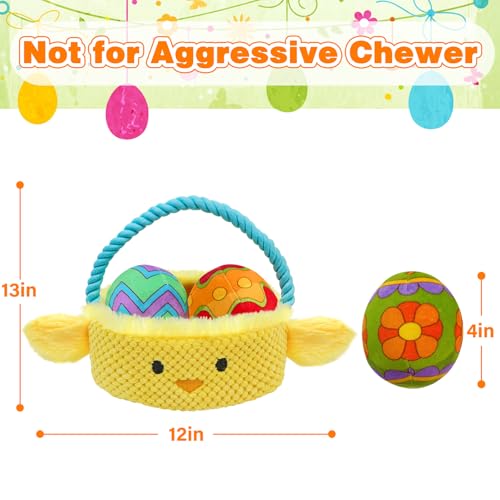 Easter Dog Toys, Easter Basket Hide and Seek Dog Toy, Squeaky Interactive Puzzle Dog Toys Built-in Crinkle Paper for Boredom and Stimulation, Easter Dog Gifts for Small and Medium Dogs - style: L-Basket
