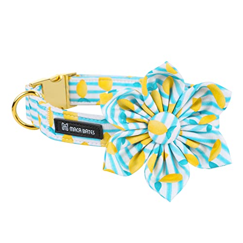 Maca Bates Flower Summer Lemon Dog Collar with Flowers for Dogs Adjustable Breakaway Bloom Cute Collars Accessories Birthday Gift for XS Small Medium Large XL for Puppy Cat Pets - color: Summer-Flower Bow-Lemon, size: XS