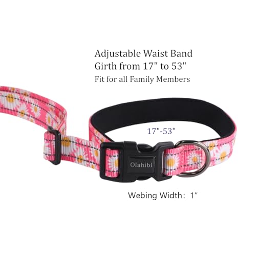 Hands Free Dog Leash, No Pull Bungee Dog Running Waist Leash, with Car Seat Belt, Reflective Stripes, Heavy Duty for Medium and Large Dogs. (Daisy Pink, Large) - color: Daisy Pink