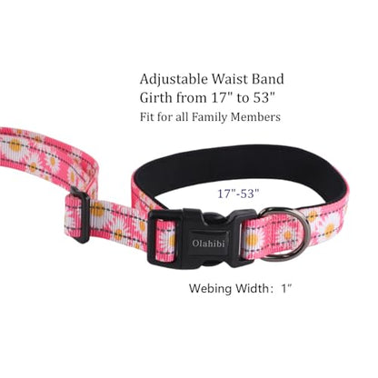 Hands Free Dog Leash, No Pull Bungee Dog Running Waist Leash, with Car Seat Belt, Reflective Stripes, Heavy Duty for Medium and Large Dogs. (Daisy Pink, Large) - color: Daisy Pink